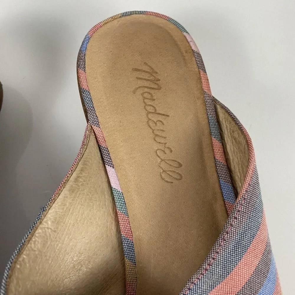 Madewell The Ruthie Crisscross Mule Sandals in Rainbow Stripe